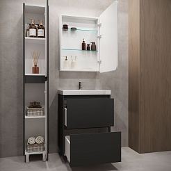 Stella Polare Тумба с раковиной Борнео 70 Люкс графит матовый – фотография-13